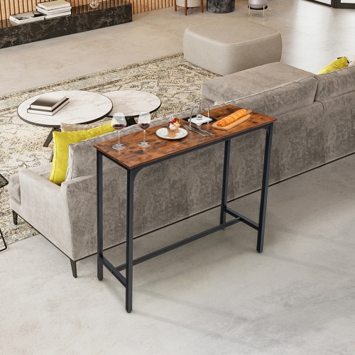 Gymax 48'' Rectangular Bar Table Kitchen Dining Table w/ Steel Frame & Adjustable Feet