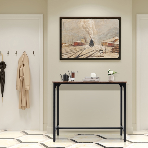 Gymax 48'' Rectangular Bar Table Kitchen Dining Table w/ Steel Frame & Adjustable Feet