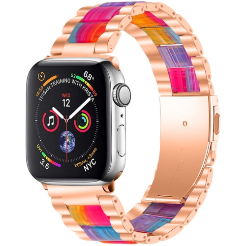 StrapsCo Stainless Steel Resin Band for Apple Watch Rose Gold