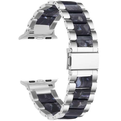 StrapsCo Stainless Steel & Resin Band for Apple Watch - Silver & Black - 42mm