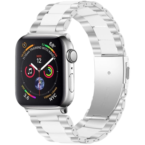 StrapsCo Stainless Steel Resin Band for Apple Watch Silver White 38mm Best Buy Canada