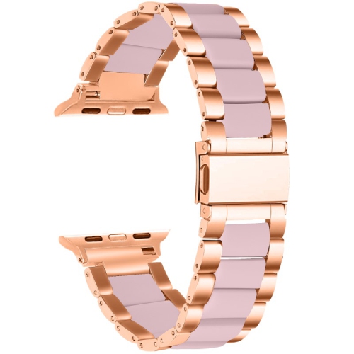StrapsCo Stainless Steel & Resin Band for Apple Watch - Rose Gold & Pink - 38mm