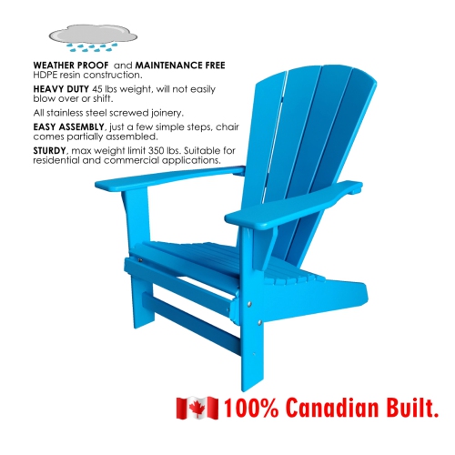Sunbreeze Traditional Adirondack/Muskoka Chair HDPE Resin