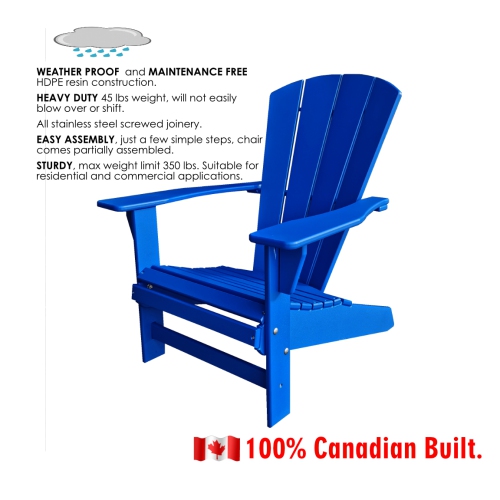 Sunbreeze Traditional Adirondack/Muskoka Chair HDPE Resin