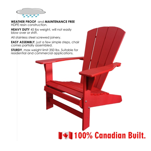 Sunbreeze Traditional Adirondack/Muskoka Chair HDPE Resin