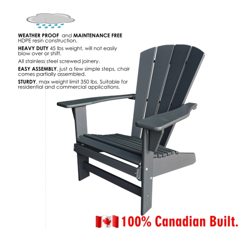 Sunbreeze Traditional Adirondack/Muskoka Chair HDPE Resin