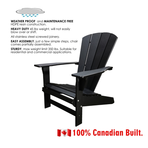 Sunbreeze Traditional Adirondack/Muskoka Chair HDPE Resin