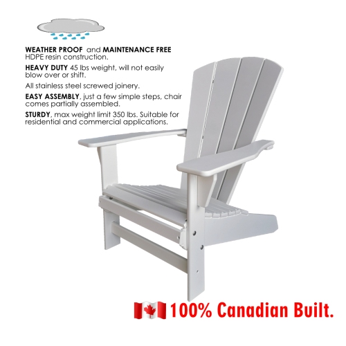 Sunbreeze Traditional Adirondack/Muskoka Chair HDPE Resin