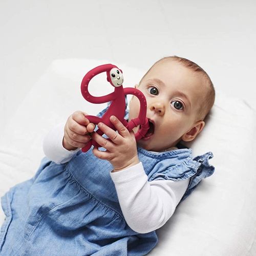 Jouet de dentition et brosse à dents Singe Dansant de Matchstick Monkey - Rouge Rupin