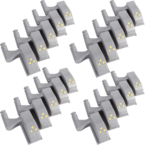 20 Pcs Warm White Universal Cabinet Cupboard Closet Night Light Wardrobe LED Hinge Sensor Light For Home Kitchen