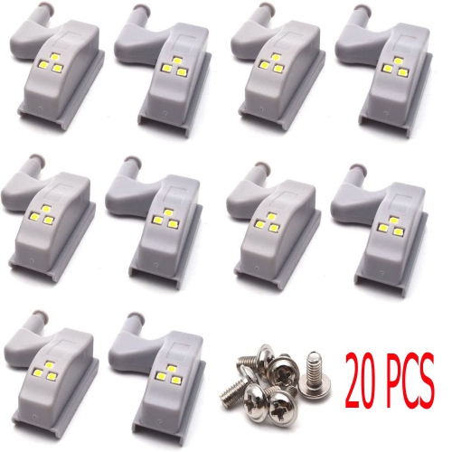 20 Pcs Warm White Universal Cabinet Cupboard Closet Night Light Wardrobe LED Hinge Sensor Light For Home Kitchen