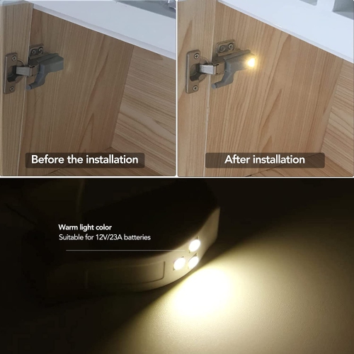 20 Pcs Warm White Universal Cabinet Cupboard Closet Night Light Wardrobe LED Hinge Sensor Light For Home Kitchen