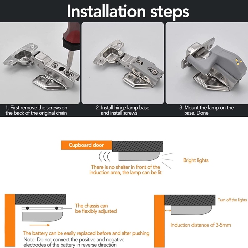 20 Pcs Warm White Universal Cabinet Cupboard Closet Night Light Wardrobe LED Hinge Sensor Light For Home Kitchen