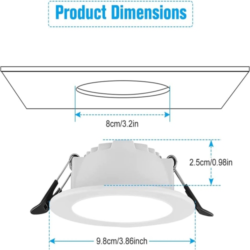 6 Pack 6 Inch 6" Slim Downlight Recessed Lights, Slim Ceiling Spotlight Downlights, Cool White