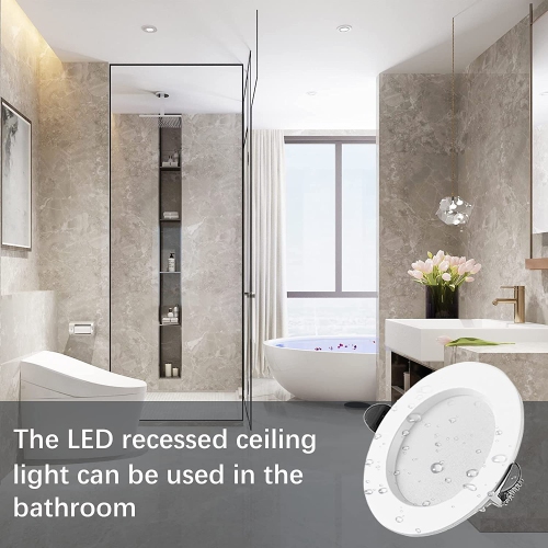 6 Pack 6 Inch 6" Slim Downlight Recessed Lights, Slim Ceiling Spotlight Downlights, Cool White