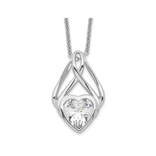 Wrapped Around My Heart Pendant Necklace in Sterling Silver with Synthetic Cubic Zirconia