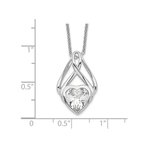 Wrapped Around My Heart Pendant Necklace in Sterling Silver with Synthetic Cubic Zirconia
