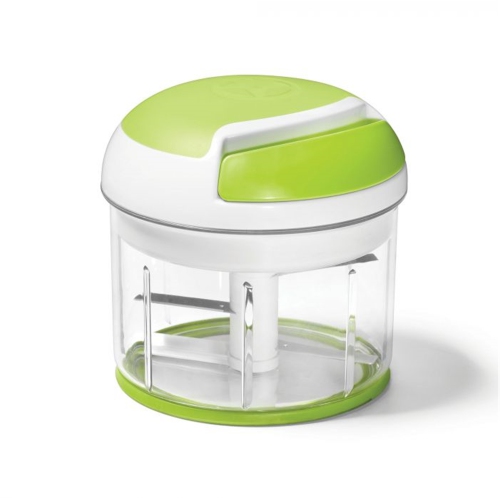 Starfrit - Manual Retractable Cord Chopper, 3 Blade System, Green