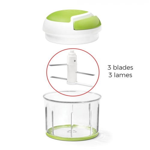 Starfrit - Manual Retractable Cord Chopper, 3 Blade System, Green