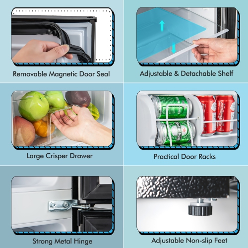 Costway 3.2 Cu.Ft Mini Top Freezer Refrigerator Compact Fridge Silver