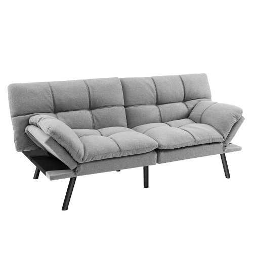 Costway Convertible Futon Sofa Bed Memory Foam Couch Sleeper with Adjustable Armrest
