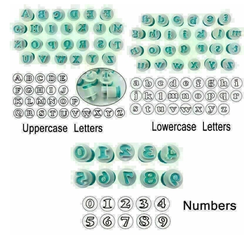 Alphabet majuscule/minuscule 10 chiffres emporte-pièce ensemble Fondant cuisson moule bricolage