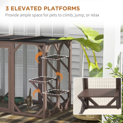 PawHut Catio Outdoor Cat Enclosure, Indoor Cat Cage, Pet House, Small Animal Hutch for Rabbit, Kitten, Kitty Crate Kennel with Waterproof Roof,