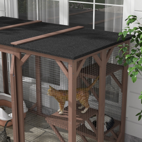 PawHut Catio Outdoor Cat Enclosure, Indoor Cat Cage, Pet House, Small Animal Hutch for Rabbit, Kitten, Kitty Crate Kennel with Waterproof Roof,