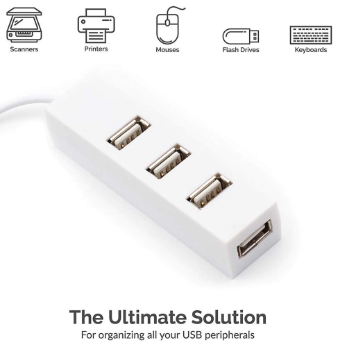 USB Hub, 4-Port USB Hub Ultra Slim Portable USB Splitter for PC, Laptop, USB Flash Drives, and Mobile HDD