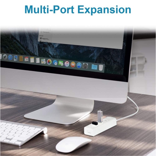 USB Hub, 4-Port USB Hub Ultra Slim Portable USB Splitter for PC, Laptop, USB Flash Drives, and Mobile HDD