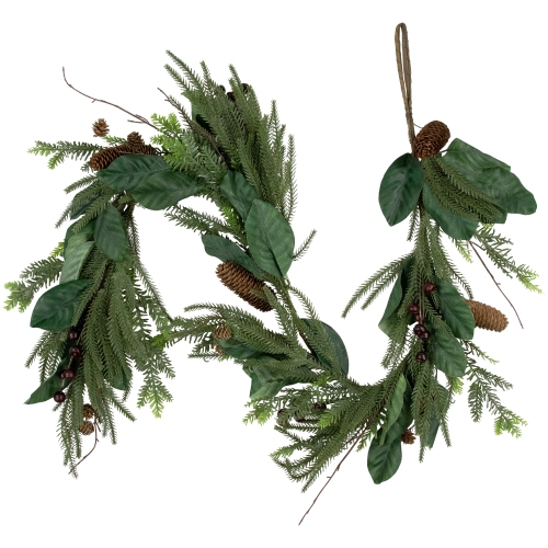 NORTHLIGHT  6' Mixed Foliage With Pine Cones And Berries Christmas Garland, Unlit