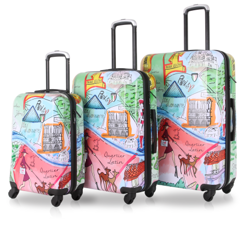 TUCCI Italy J’aime Paris Art 3 PC Luggage Suitcase Set
