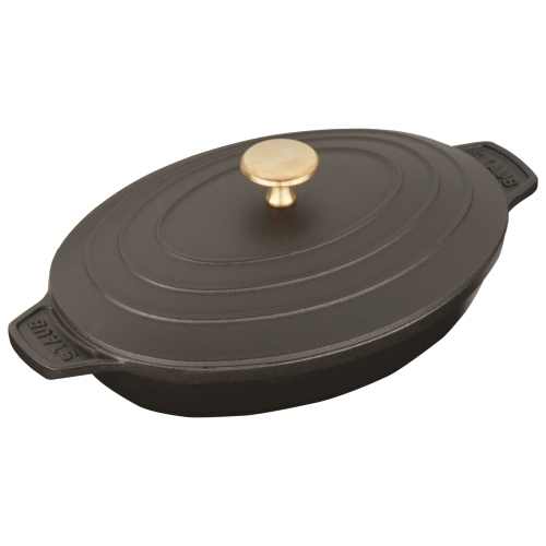 STAUB Specialities 1 L Cast Iron Oval Oven Dish With Lid, Black