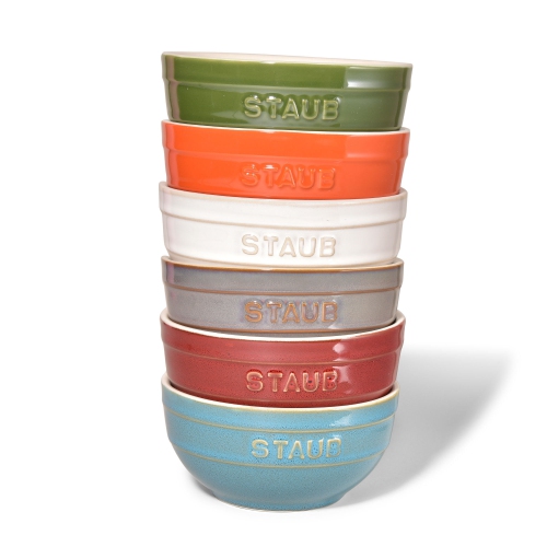 STAUB Ceramique 14 cm / 6 Piece Ceramic Large Rainbow Multi-Colour Large Bowl Set, Mixed Colours