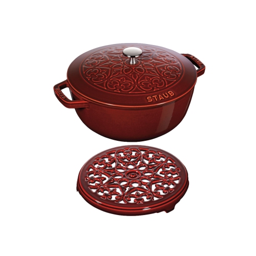 STAUB  La Cocotte Essential French Oven With Lily Lid And Trivet 2 Piece, Cast Iron