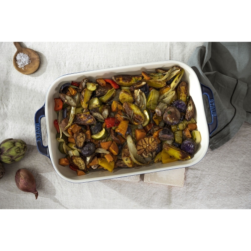 STAUB – Plat de cuisson rectangulaire en céramique Ceramique 4,4 L, bleu foncé