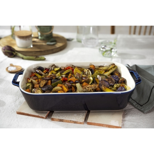 STAUB – Plat de cuisson rectangulaire en céramique Ceramique 4,4 L, bleu foncé
