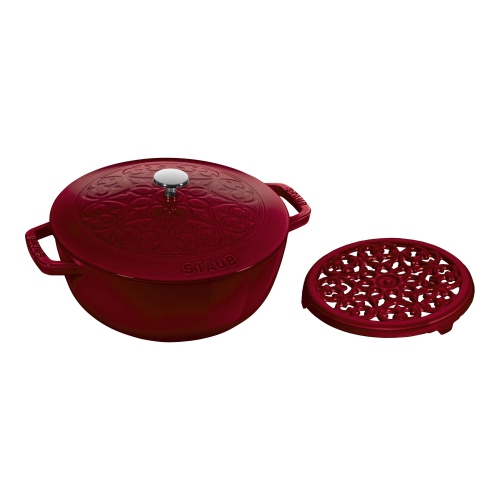 STAUB  Cast Iron Essential French Oven With Lily Lid And Trivet 2 Piece, Cast Iron