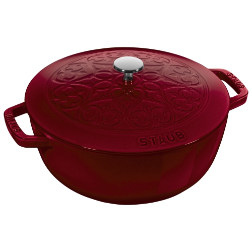 STAUB La Cocotte Essential French Oven With Lily Lid And Trivet 2 Piece Cast Iron, Bordeaux