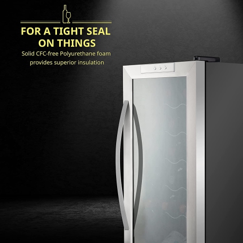 Schmecke – réfrigérateur à vin autonome pour 18 bouteilles, refroidisseur à vin avec serrure, acier inoxydable