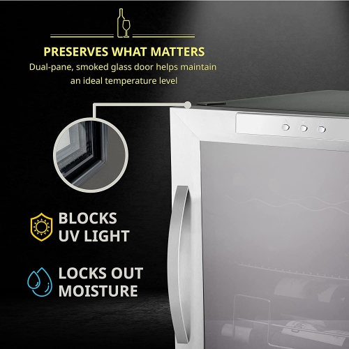 Schmecke 12 Bottle Freestanding Wine Fridge, Wine Cooler W/Lock, Stainless Steel