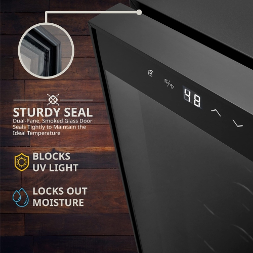 Ivation 16 Bottle Freestanding Wine Fridge, Wine Cooler with Lock, Black