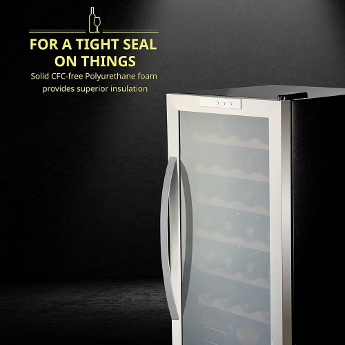 Schmecke – réfrigérateur à vin autonome pour 28 bouteilles, refroidisseur à vin avec serrure, acier inoxydable