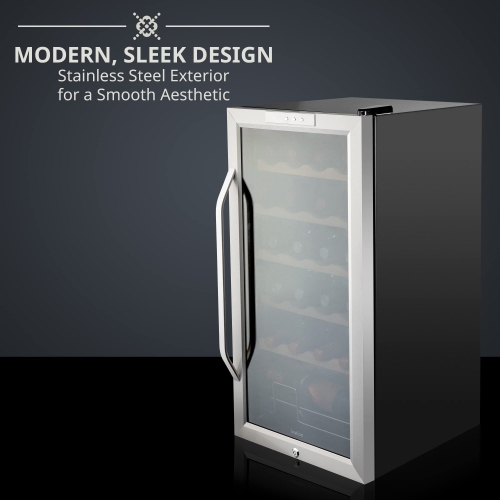 Ivation – réfrigérateur à vin autonome pour 24 bouteilles, refroidisseur à vin avec serrure, acier inoxydable