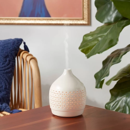 300ml Cutout Ceramic Color Changing Oil Diffuser White - Opalhouse
