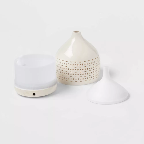 300ml Cutout Ceramic Color Changing Oil Diffuser White - Opalhouse