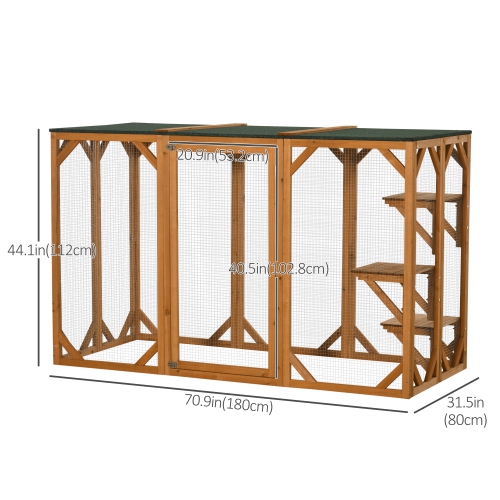 PawHut Catio Outdoor Cat Enclosure, Indoor Cat Cage, Pet House, Small Animal Hutch for Rabbit, Kitten, Kitty Crate Kennel with Waterproof Roof,