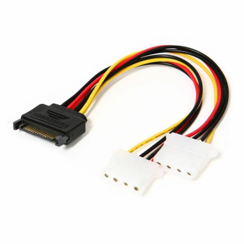 2x IDE-Molex Female 4-Pin to SATA Male 15-Pin Power Splitter Y Adapter Cable