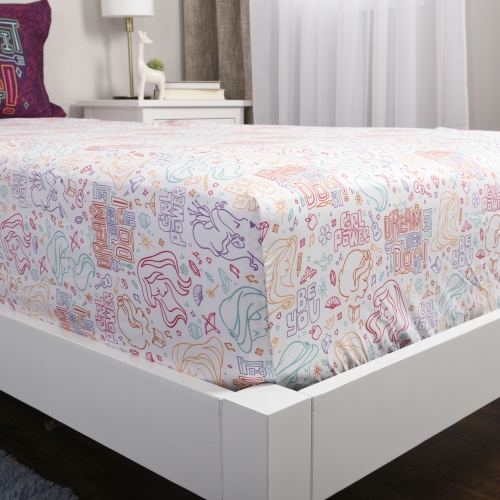 Princess Jasmin, Rapunzel, Ariel Kids Bedding Sheet Set with Reversible Comforter Twin Bed in Bag 4 Pcs Set for Kids