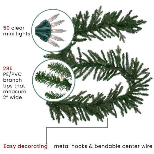 Real Touch™ Pre-Lit Grande Spruce Artificial Christmas Garland - 9' x 14" - Clear Lights